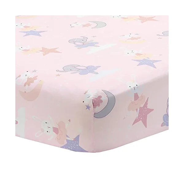 Bedtime Originals Tiny Dancer Fitted Crib Sheet - Pink, Animals, Celestial