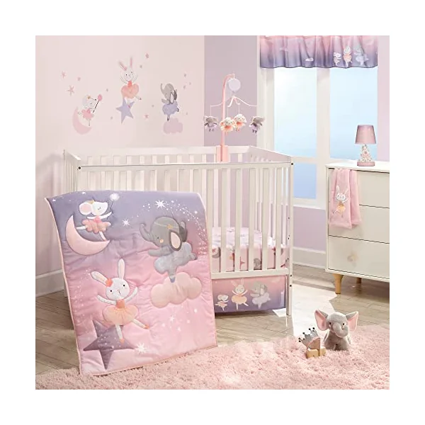 Bedtime Originals Tiny Dancer Fitted Crib Sheet - Pink, Animals, Celestial