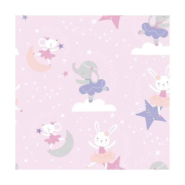 Bedtime Originals Tiny Dancer Fitted Crib Sheet - Pink, Animals, Celestial