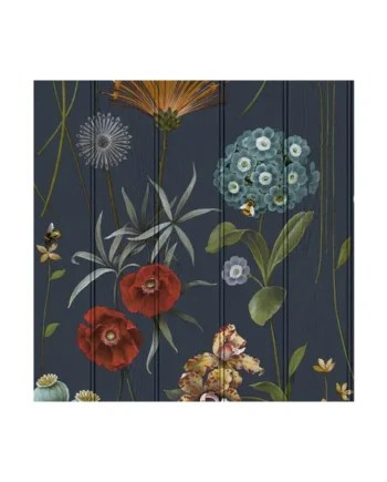 Belgravia Botanist Floral Leaves Honey Bee Wood Panel 3D Effect Navy Wallpaper 4771