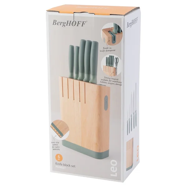 BergHOFF Leo Forest 6 Piece Knife Block Set - Green