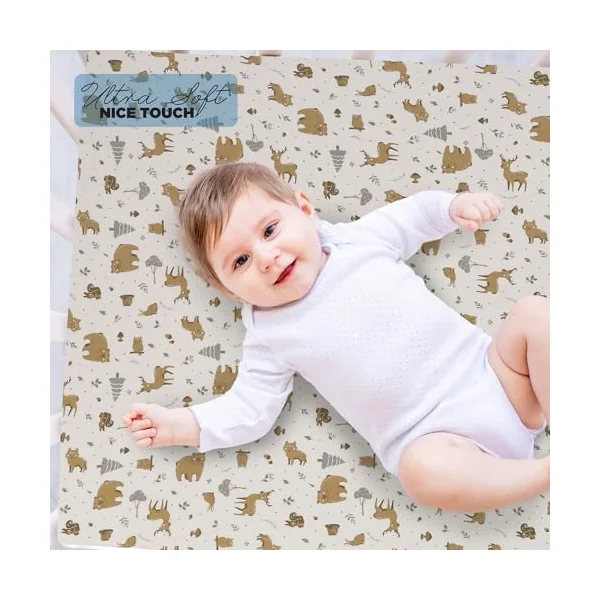 Berry and Bunny 100% Cotton Cot Bed Sheets Pack of 2, Soft Breathable Elasticated Baby Cot Fitted Sheets 140 x 70cm, Deep Fit Mattress Protector Cover, Toddler Bedding All Seasons