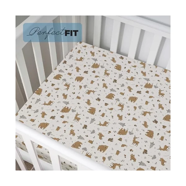 Berry and Bunny 100% Cotton Cot Bed Sheets Pack of 2, Soft Breathable Elasticated Baby Cot Fitted Sheets 140 x 70cm, Deep Fit Mattress Protector Cover, Toddler Bedding All Seasons
