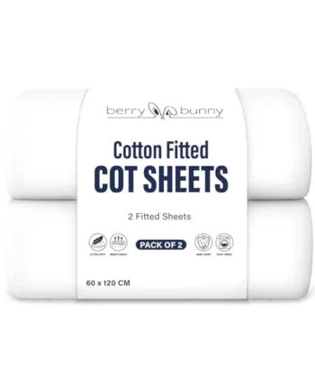 Berry and Bunny 100% Cotton Jersey Cot Bed Sheets Pack of 2, Soft Breathable Baby Cot Sheets 120x60 Fitted, Elasticated Deep Fitted Sheet, Baby Bedding All Seasons