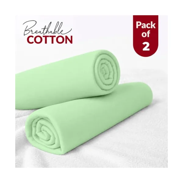 Berry and Bunny 100% Cotton Jersey Cot Bed Sheets Pack of 2, Soft Breathable Elasticated Baby Cot Fitted Sheets 140 x 70cm, Deep Fitted Sheet, Toddler Bedding All Seasons