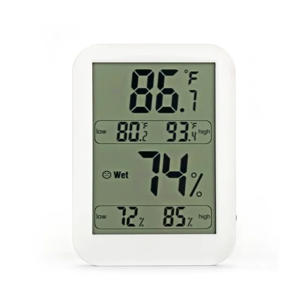 BESTonZON Digital Portable Hygrometer with Display High Precision LED Indoor Temperature Humidity Monitor Lightweight Abs without Battery for Baby Room and Office
