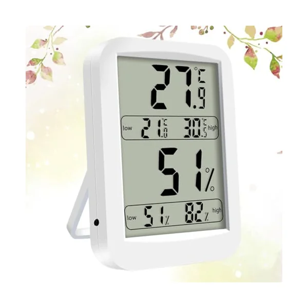 BESTonZON Digital Portable Hygrometer with Display High Precision LED Indoor Temperature Humidity Monitor Lightweight Abs without Battery for Baby Room and Office