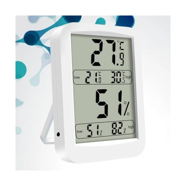 BESTonZON Digital Portable Hygrometer with Display High Precision LED Indoor Temperature Humidity Monitor Lightweight Abs without Battery for Baby Room and Office