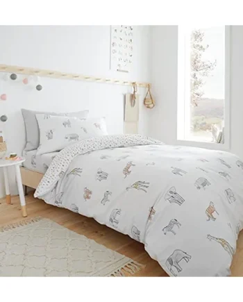 Bianca Zoo Animals Cotton Junior Cotton Duvet Cover Set with Pillowcases White