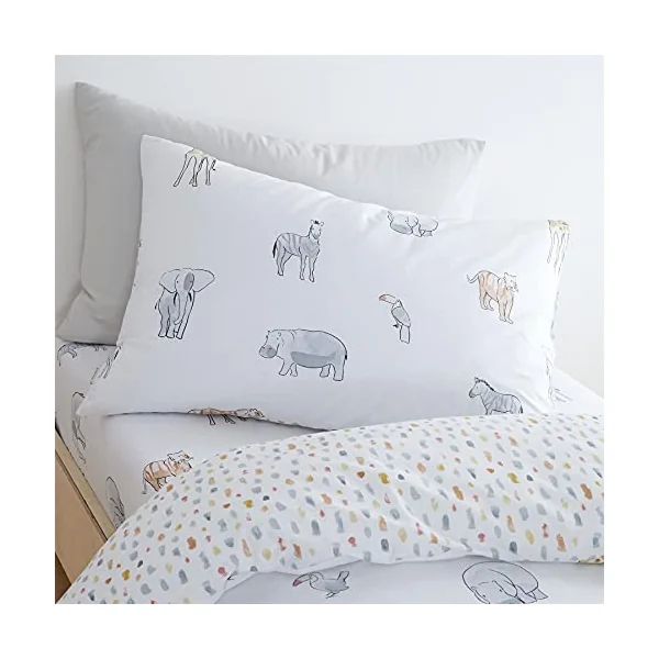 Bianca Zoo Animals Cotton Junior Cotton Duvet Cover Set with Pillowcases White