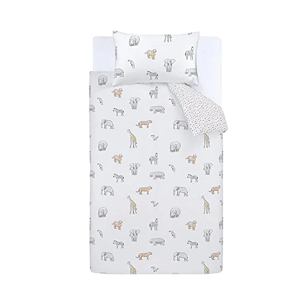 Bianca Zoo Animals Cotton Junior Cotton Duvet Cover Set with Pillowcases White
