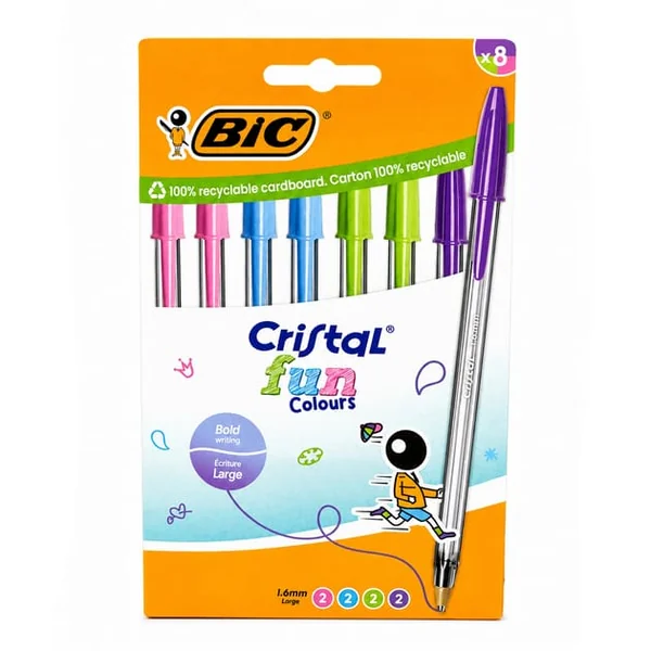 Bic Cristal Fun Ballpoint Pens Assorted 8 Pack