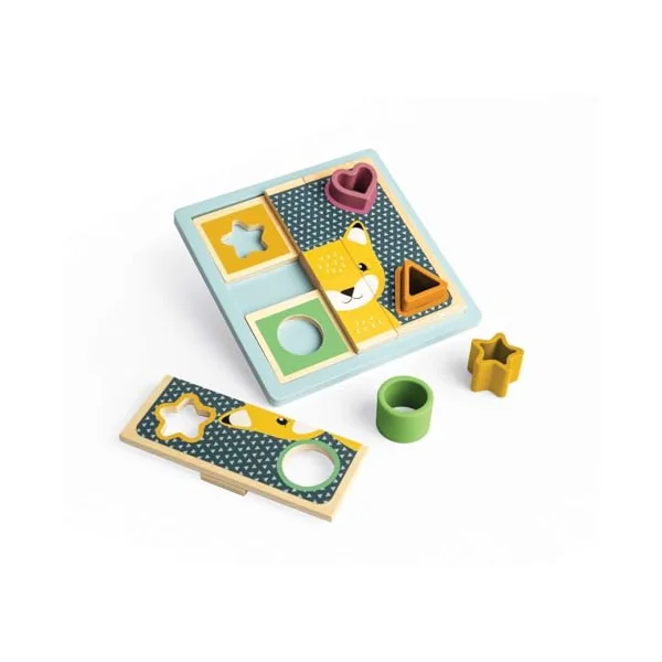 Bigjigs Toys Activity Puzzle - 10 Piece Silicone Shape Sorter & Puzzle Board, Wooden Toys, Wooden Puzzles, Busy Board 1 Year Old, Sustainably Made