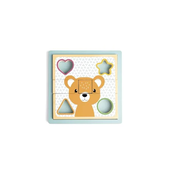 Bigjigs Toys Activity Puzzle - 10 Piece Silicone Shape Sorter & Puzzle Board, Wooden Toys, Wooden Puzzles, Busy Board 1 Year Old, Sustainably Made