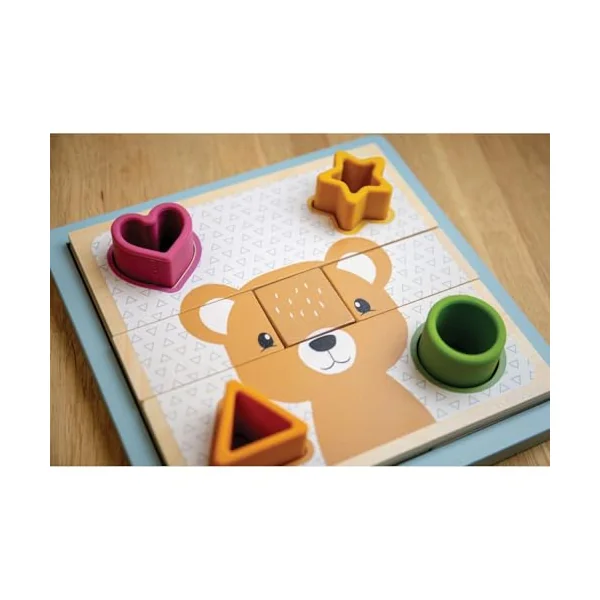 Bigjigs Toys Activity Puzzle - 10 Piece Silicone Shape Sorter & Puzzle Board, Wooden Toys, Wooden Puzzles, Busy Board 1 Year Old, Sustainably Made