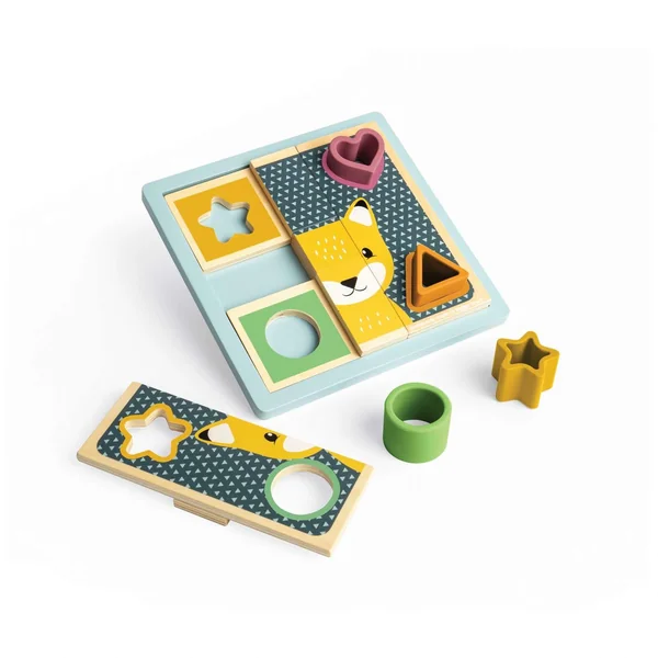 Bigjigs Toys Activity Puzzle - 10 Piece Silicone Shape Sorter & Puzzle Board, Wooden Toys, Wooden Puzzles, Busy Board 1 Year Old, Sustainably Made