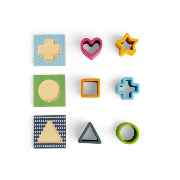 Bigjigs Toys Feel & Find Shape Matching Game, 9 Piece Wooden Shapes Sorter | Eco Friendly Wood & Silicone Shape Sorter with Tote Bag, Montessori Gift, Age 1-3