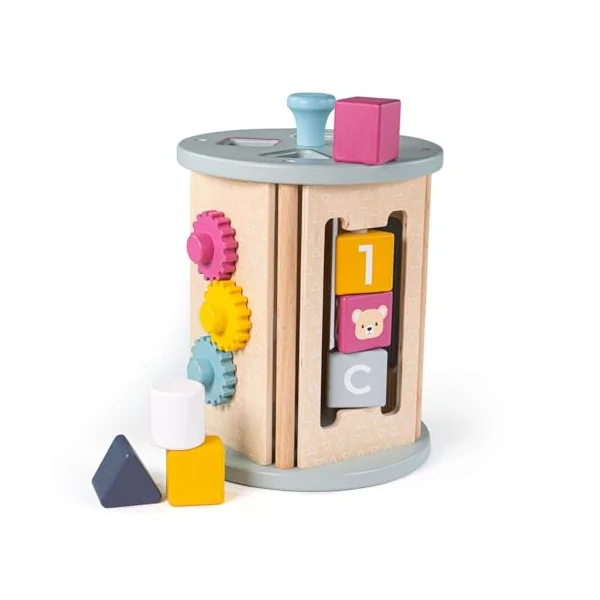 Bigjigs Toys FSC Certified Rolling Activity Centre Wooden Shape Sorter Cube