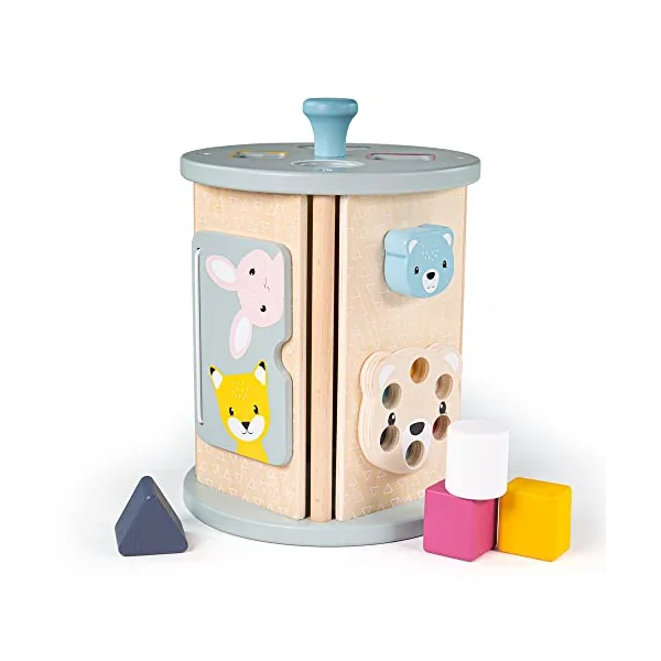 Bigjigs Toys FSC Certified Rolling Activity Centre Wooden Shape Sorter Cube