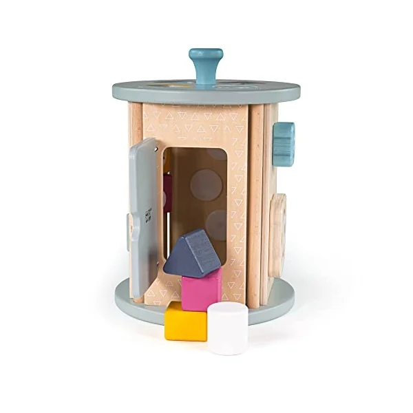 Bigjigs Toys FSC Certified Rolling Activity Centre Wooden Shape Sorter Cube