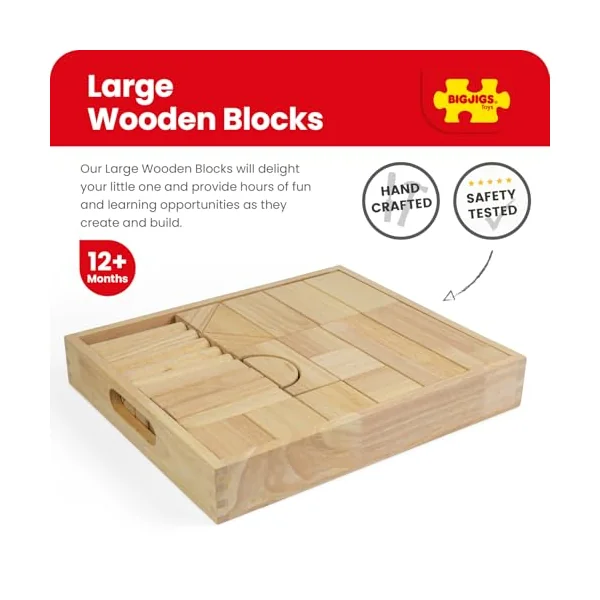 Bigjigs Toys Jumbo Wooden Building Blocks with Storage Box