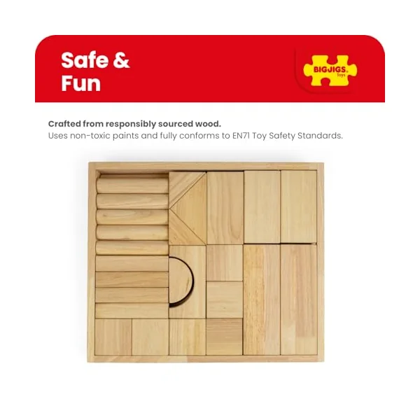 Bigjigs Toys Jumbo Wooden Building Blocks with Storage Box