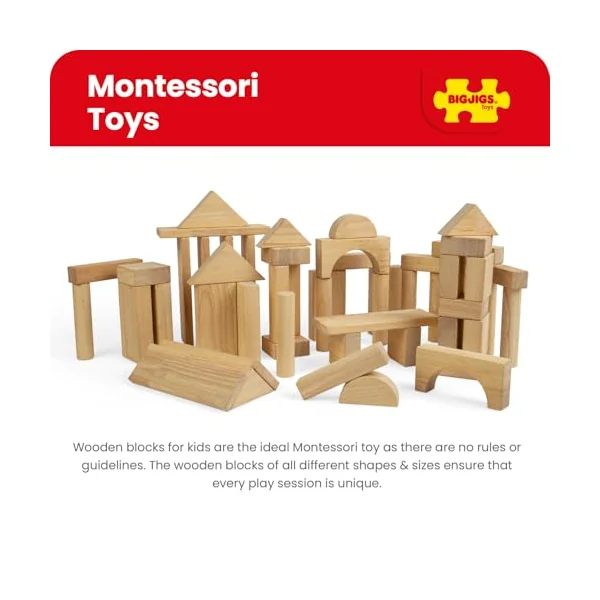 Bigjigs Toys Jumbo Wooden Building Blocks with Storage Box