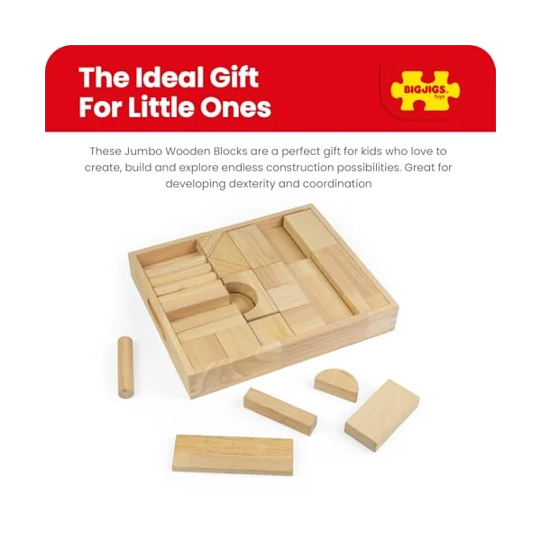 Bigjigs Toys Jumbo Wooden Building Blocks with Storage Box
