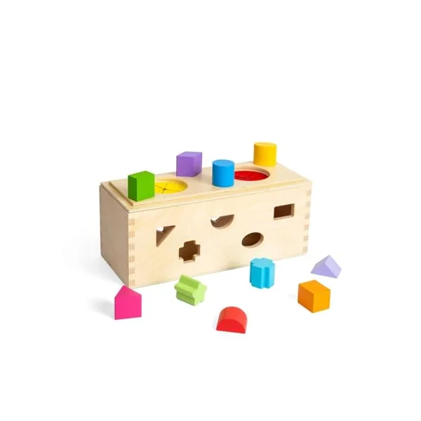 Bigjigs Toys Mystery Box, 10 Piece Wooden Montessori Guessing Game