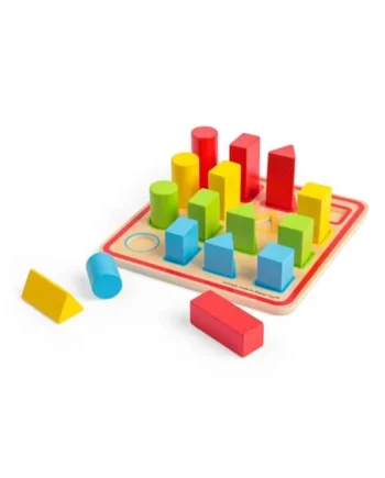Bigjigs Toys Shape Puzzle - 17 Piece Wooden Shapes Sorter Set, Montessori Learn & Play Sets, Made From Eco Friendly Wood, Sustainable Toddler Gifts, Age 12 Months +