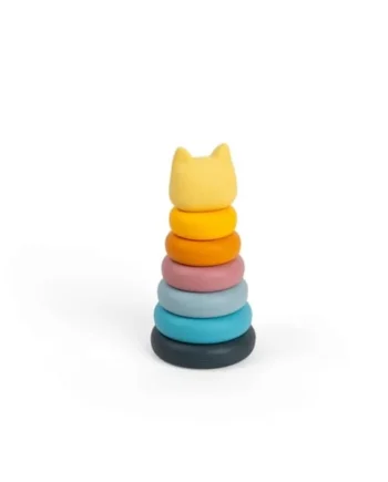 Bigjigs Toys Silicone Stacking Cat - 7pcs Rainbow Animal Stacker Toy