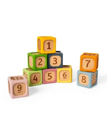 Bigjigs Toys Soft Sorting Blocks, Silicone & Wood Montessori Baby Block Set