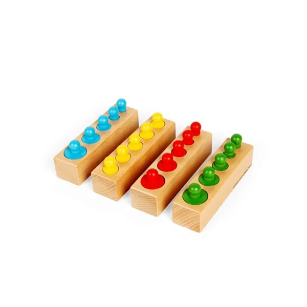 Bigjigs Toys Wooden Peg Blocks, 24 Piece Size & Shape Sorter | 24 Piece Wooden Size & Shape Sorter, Sustainably Made Montessori Gift, Age 2+