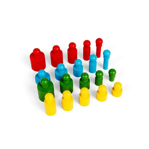Bigjigs Toys Wooden Peg Blocks, 24 Piece Size & Shape Sorter | 24 Piece Wooden Size & Shape Sorter, Sustainably Made Montessori Gift, Age 2+