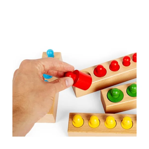 Bigjigs Toys Wooden Peg Blocks, 24 Piece Size & Shape Sorter | 24 Piece Wooden Size & Shape Sorter, Sustainably Made Montessori Gift, Age 2+