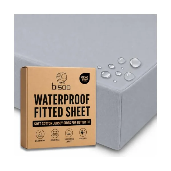 Bisoo Magic Sheet 20x33in Grey Waterproof Fitted Sheet for Bedside Crib | 2-in-1, Saves the Mattress Protector, Waterproof, Breathable, Soft Cotton Jersey Oeko-Tex