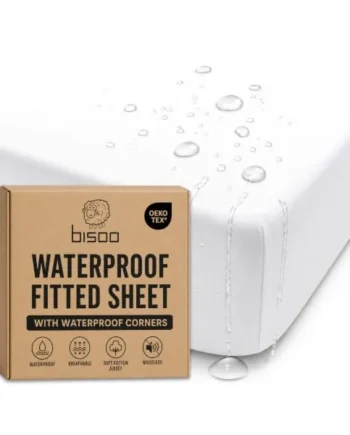 Bisoo Magic Sheet 32x52in White Waterproof Fitted Sheet for Cot Cot Bed | 2-in-1, Saves the Mattress Protector, Waterproof, Breathable, Soft Cotton Jersey Oeko-Tex