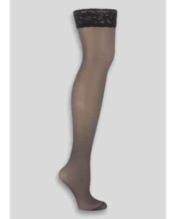 Black 10 Denier Gloss Lace Hold-Ups