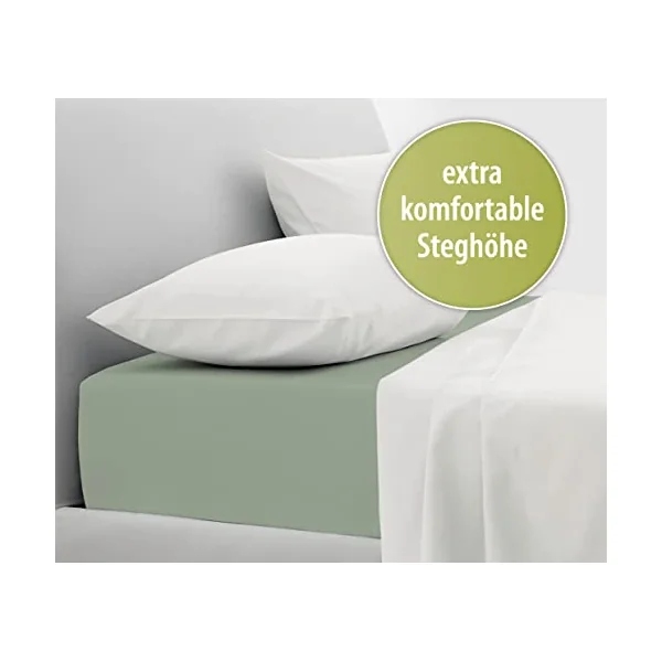 Blue Moon Organic Cotton Jersey Bed Sheet - Fitted Sheet 160 x 200 cm - GOTS Certified Ökotex Made in Green (Green, 140-160 x 200 cm)