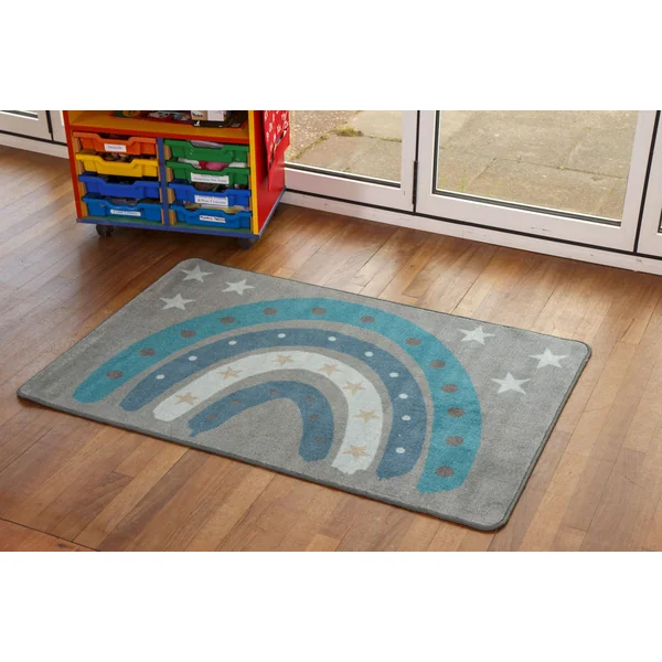 Blue Rainbow Nursery Rug 100x150cm