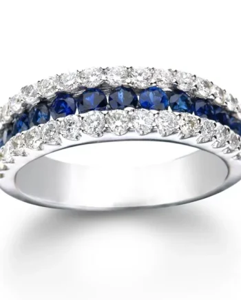 Blue Sapphire & 0.73ctw Diamond Ring, 14ct White Gold