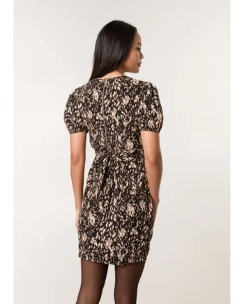 Blue Vanilla Black Floral Tulip Hem Dress