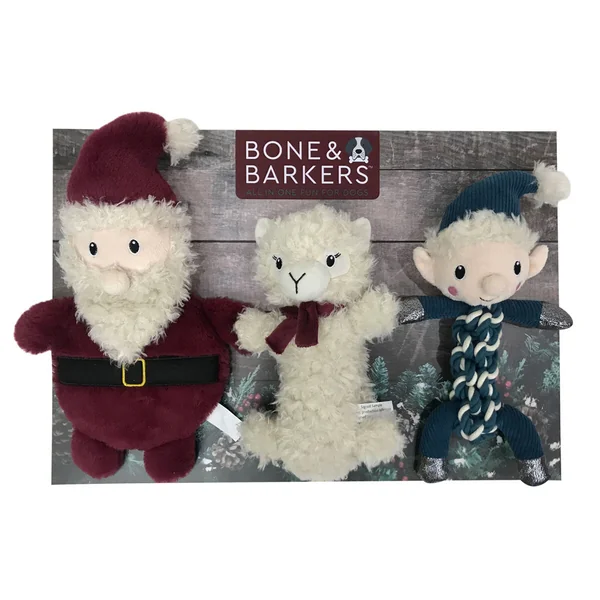 Bone & Barkers Seasonal Dog Toy in Llama Design, Pack of 3