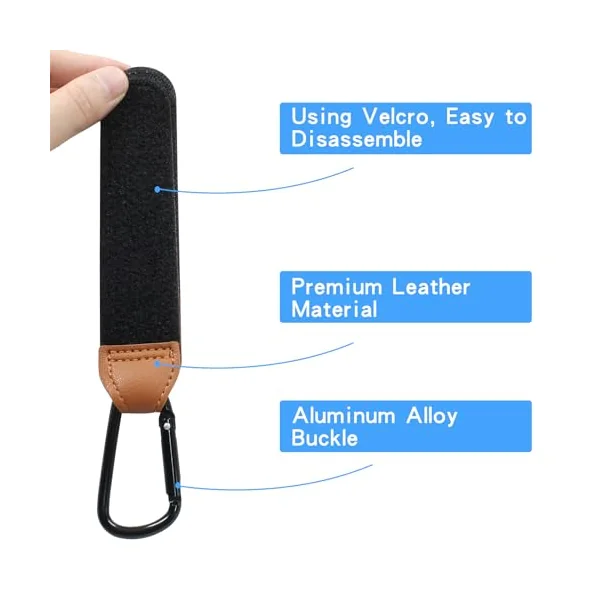 Bonsicoky 4 Pcs Stroller Hooks for Diaper Bag - Durable Leather Stroller Straps Diaper Bag Hooks - Stroller Clips for Stroller Wheelchair Shopping Carts - Black + Brown