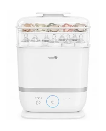 BooBoo Baby Steam Steriliser for Baby Bottles, Dummies, Toys, Accessories | Large Capacity Steriliser and Dryer with 72 Hour Storage - Fast 8 Minute Steam Sterilisation