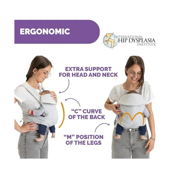 Boppy Comfygrow Easy to Use Adjustable Ergonomic Baby Carrier for Newborns with Head and Neck Support, Adjustable Sleeves and Seat, Cotton, for 3-15 kg, from 0 M+
