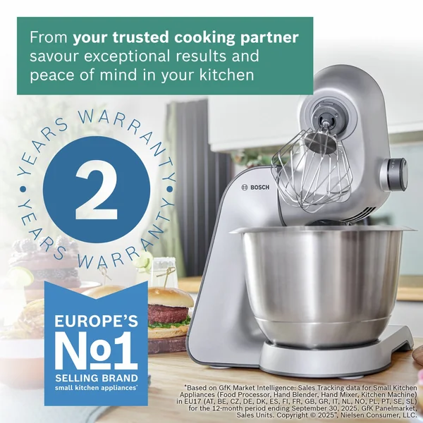 Bosch MUM59340GB 7-in-1 Stand Mixer, Grey & Silver