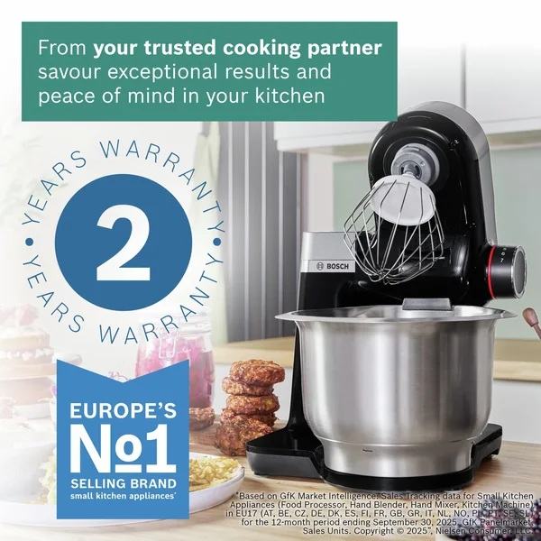 Bosch MUMS2VM40G 7-in-1 Stand Mixer, Juicer, Shredder, Black