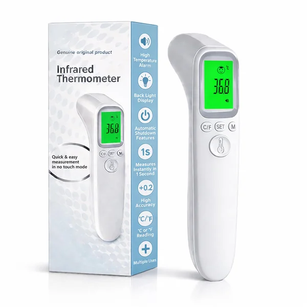 Boulton Infrared Forehead Thermometer for Adults & Children – Fast & Accurate Non-Contact Digital Head Thermometer with Fever Alarm, Backlit LCD Display, °C/°F - Touchless Thermometers for Home