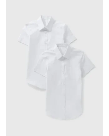 Boys 2 Pack White Short Sleeve Teen School Shirts (8-16yrs)